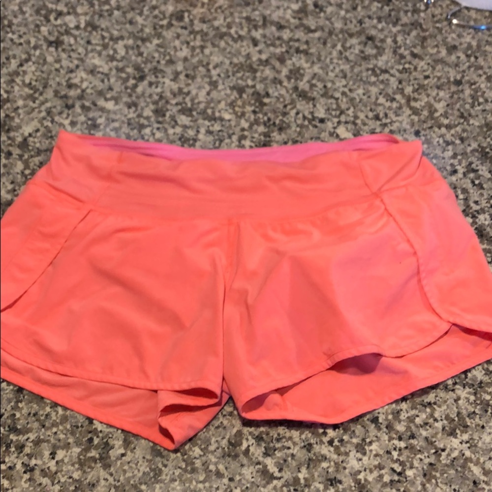 Highlighter orange Lululemon speed up shorts “4